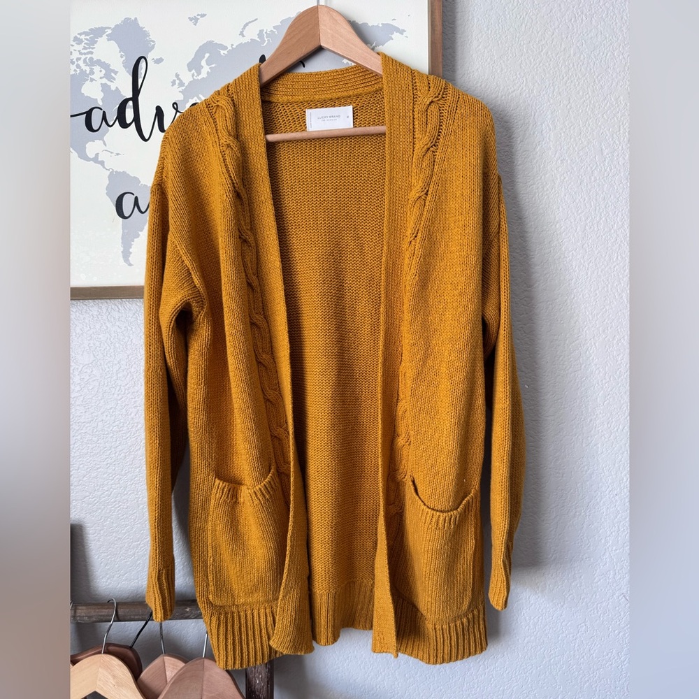 Mustard yellow knit lucky brand cardigan medium